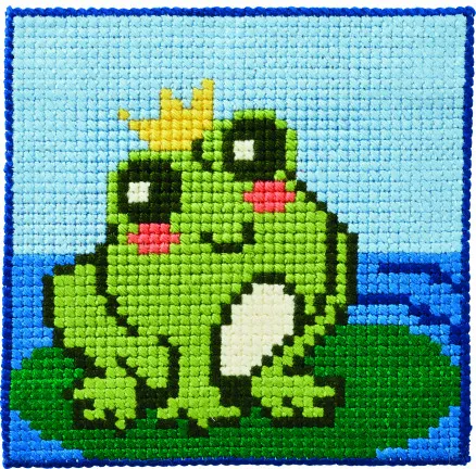 Permin Stickset Kinderleinwand Frosch 25x25cm